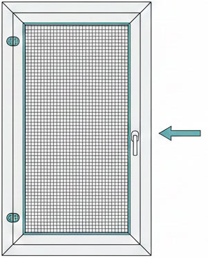 Zeichnung von einer Insektenschutz-Drehtür